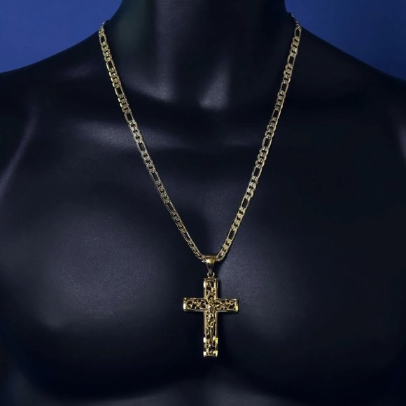 Other - 14k Men's Gold 24" Chain and Cross Pendant